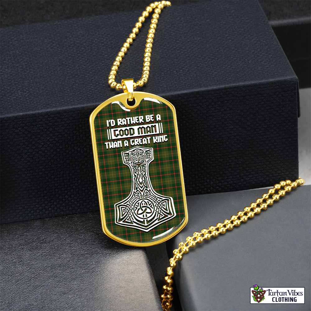 Symington Tartan Dog Tag Necklace Viking Mjolnir Style Gold No - Tartan Vibes Clothing