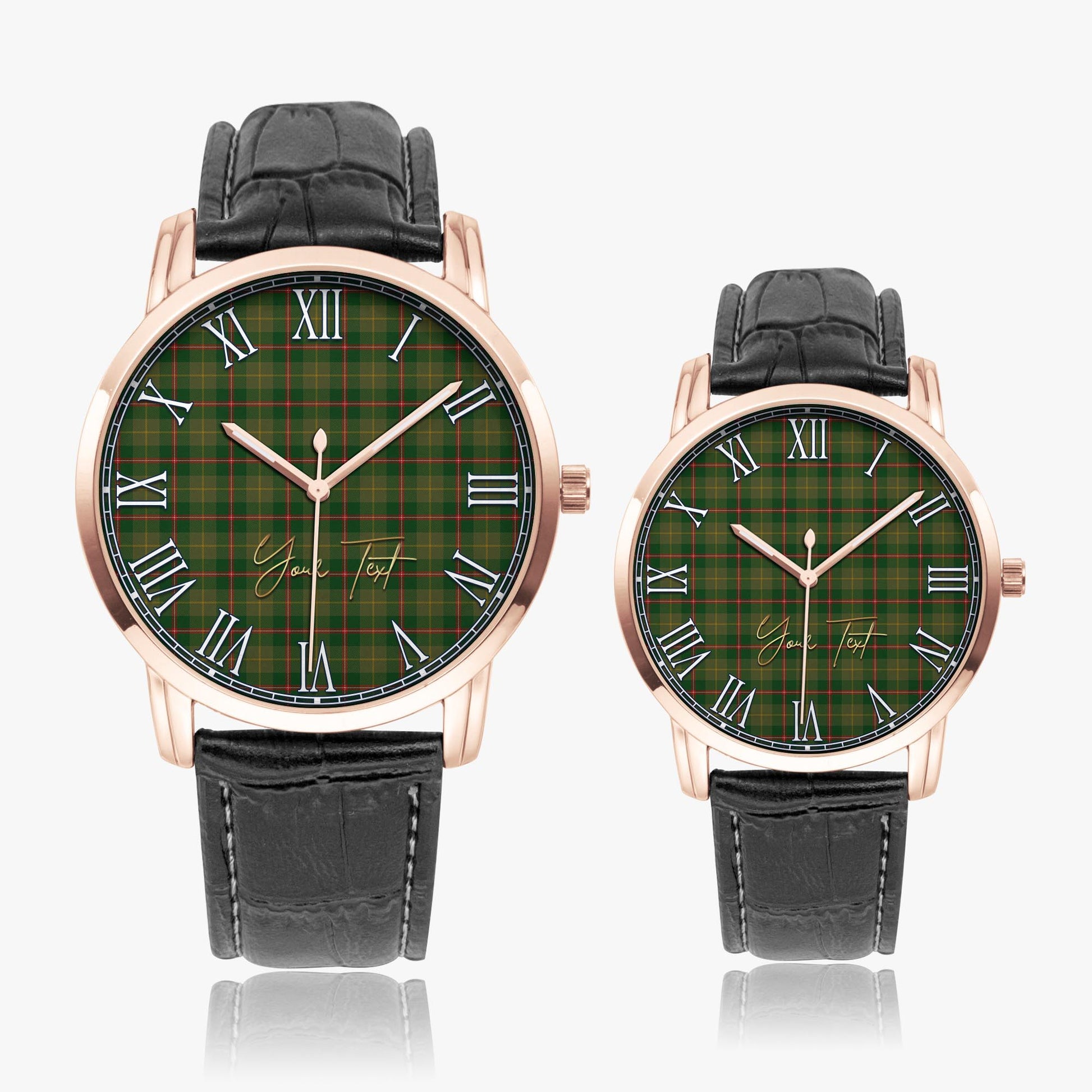 Symington Tartan Personalized Your Text Leather Trap Quartz Watch - Tartan Vibes Clothing