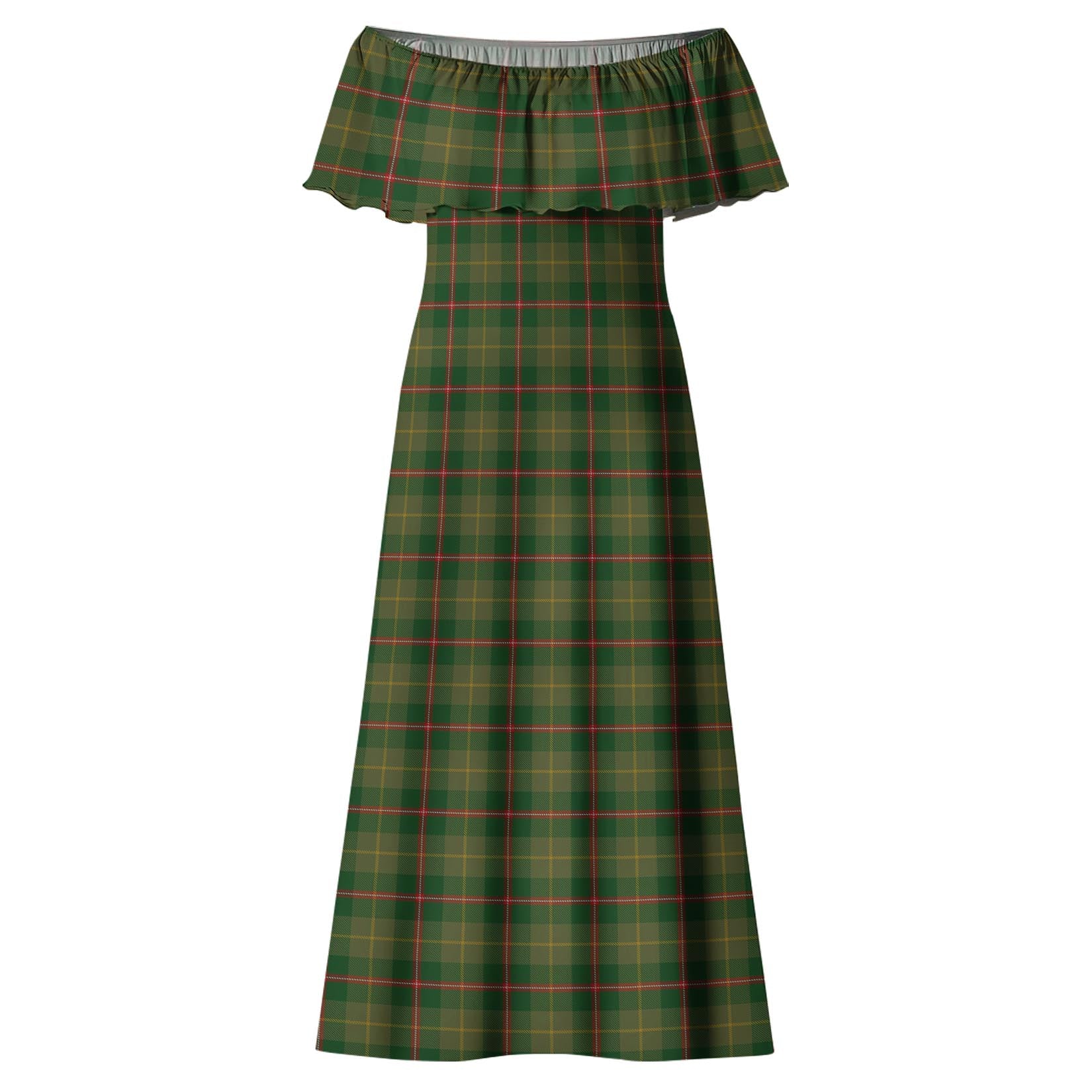 Symington Tartan Off Shoulder Long Dress - Tartan Vibes Clothing