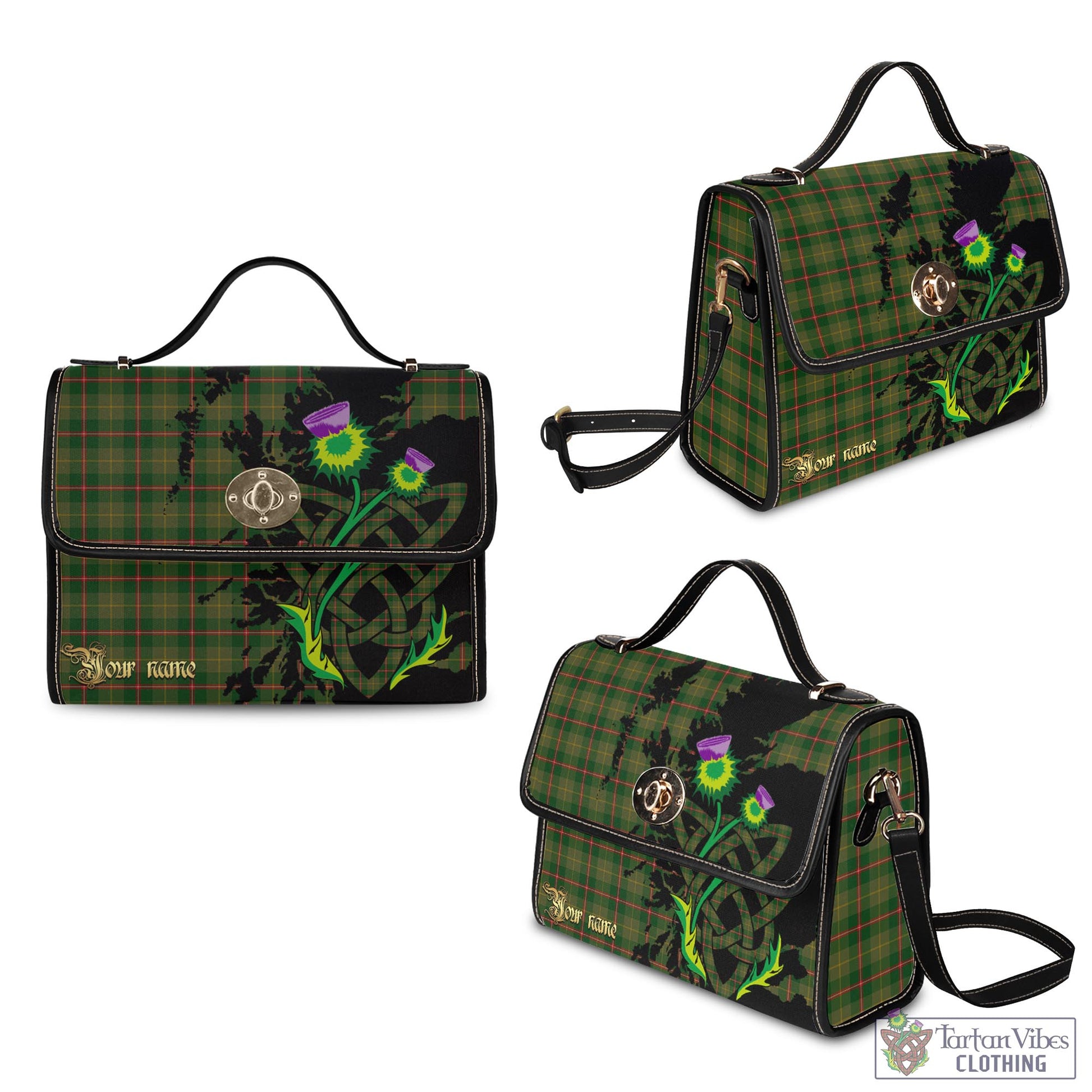 Tartan Vibes Clothing Symington Tartan Waterproof Canvas Bag with Scotland Map and Thistle Celtic Accents