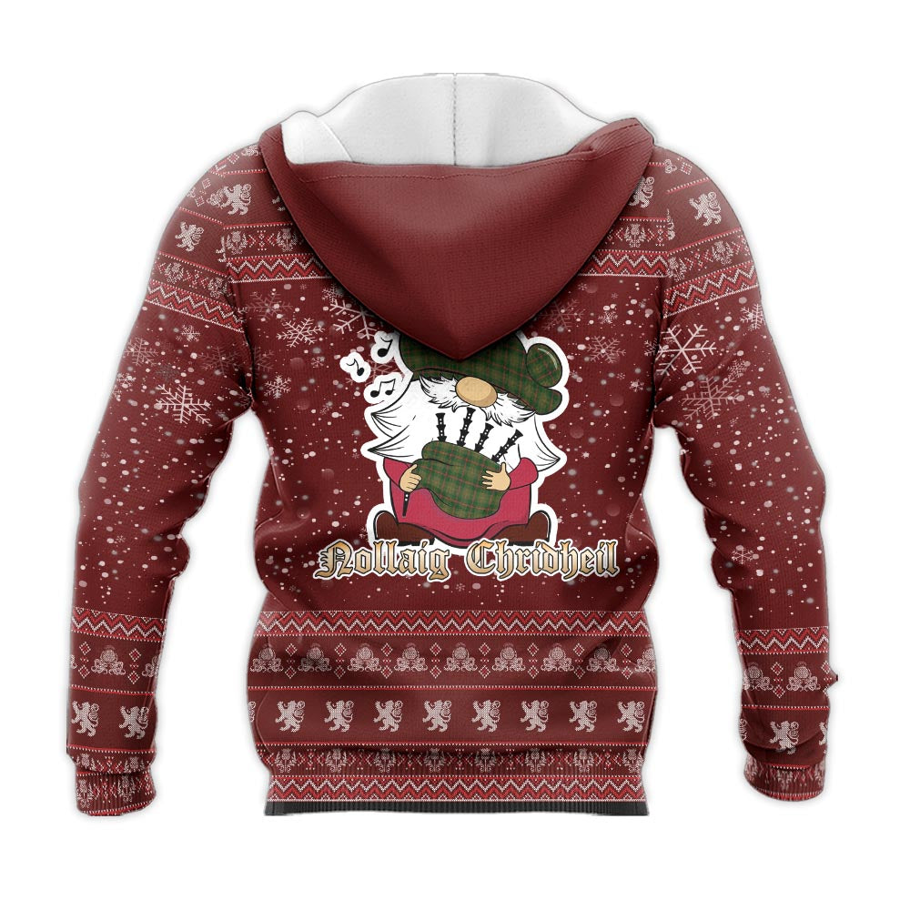 Symington Clan Christmas Knitted Hoodie with Funny Gnome Playing Bagpipes - Tartanvibesclothing