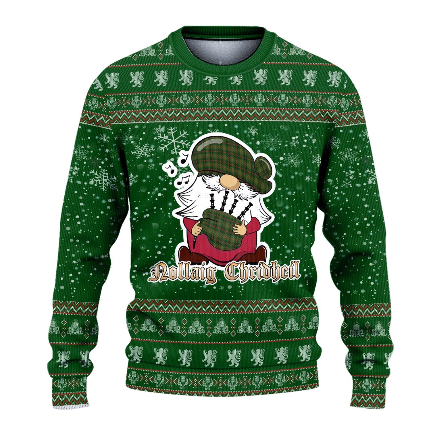 Symington Clan Christmas Family Knitted Sweater with Funny Gnome Playing Bagpipes - Tartanvibesclothing