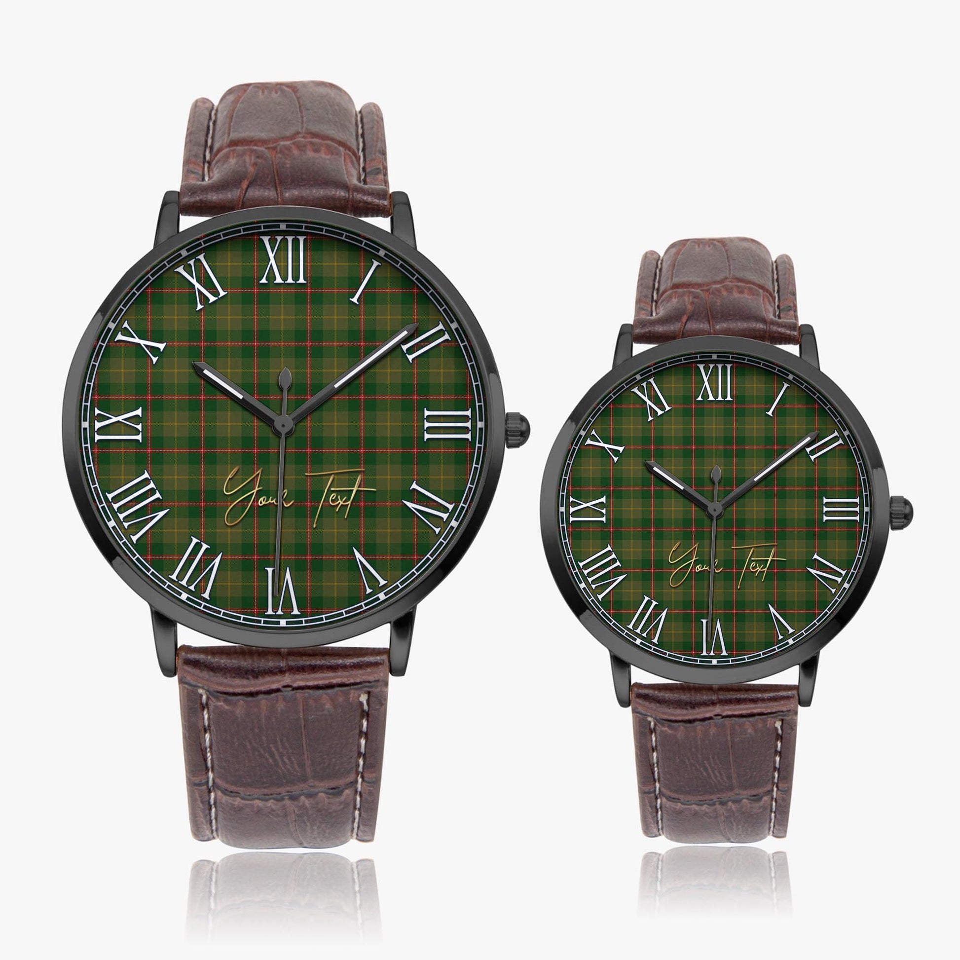 Symington Tartan Personalized Your Text Leather Trap Quartz Watch - Tartan Vibes Clothing