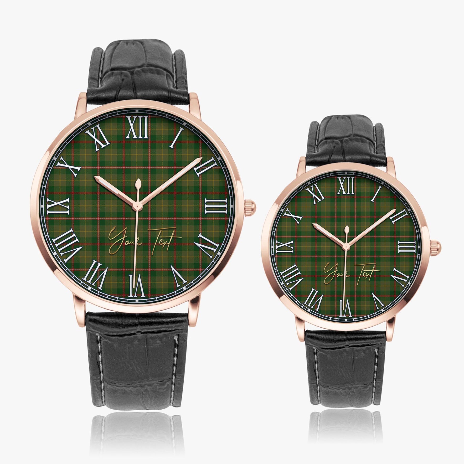 Symington Tartan Personalized Your Text Leather Trap Quartz Watch - Tartan Vibes Clothing