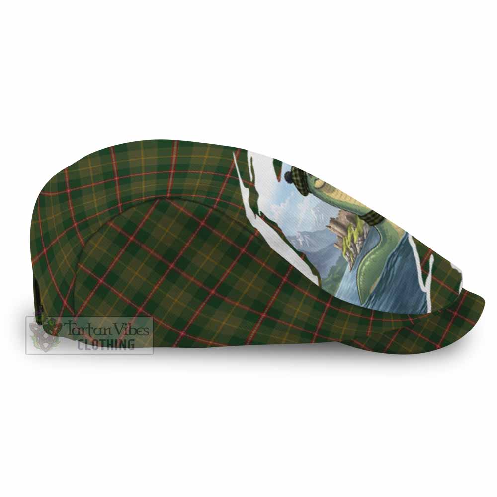 Symington Tartan Loch Ness Monster Scottish Heritage Art Flat Cap, Jeff Cap