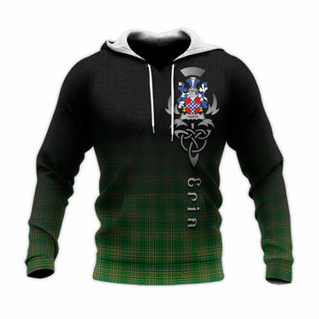 Tartan Vibes Clothing Taaffe Irish Clan Knitted Hoodie with Coat of Arms Erin Go Bragh Celtic Inspired