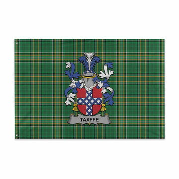 Tartan Vibes Clothing Taaffe Irish Clan Tartan House Flag with Coat of Arms