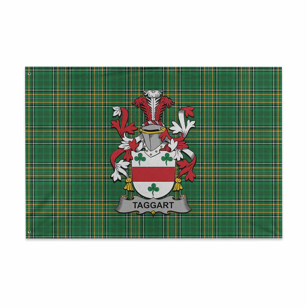 Tartan Vibes Clothing Taggart Irish Clan Tartan House Flag with Coat of Arms