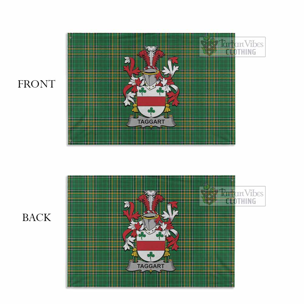 Tartan Vibes Clothing Taggart Irish Clan Tartan House Flag with Coat of Arms