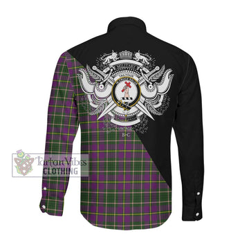 Tailylour Tartan Long Sleeve Button Shirt with Family Crest and Military Logo Style Men's Shirt - Tartanvibesclothing Shop