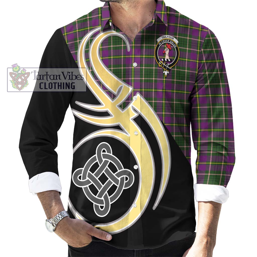 Tailylour Tartan Long Sleeve Button Shirt with Family Crest and Celtic Symbol Style - Tartan Vibes Clothing
