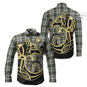 Tailylour Dress Tartan Long Sleeve Button Shirt with Family Crest Celtic Wolf Style Men's Shirt S - Tartan Vibes Clothing