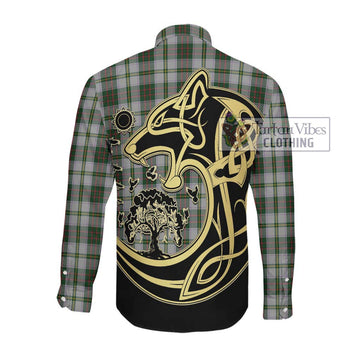 Tailylour Dress Tartan Long Sleeve Button Shirt with Family Crest Celtic Wolf Style Men's Shirt - Tartan Vibes Clothing