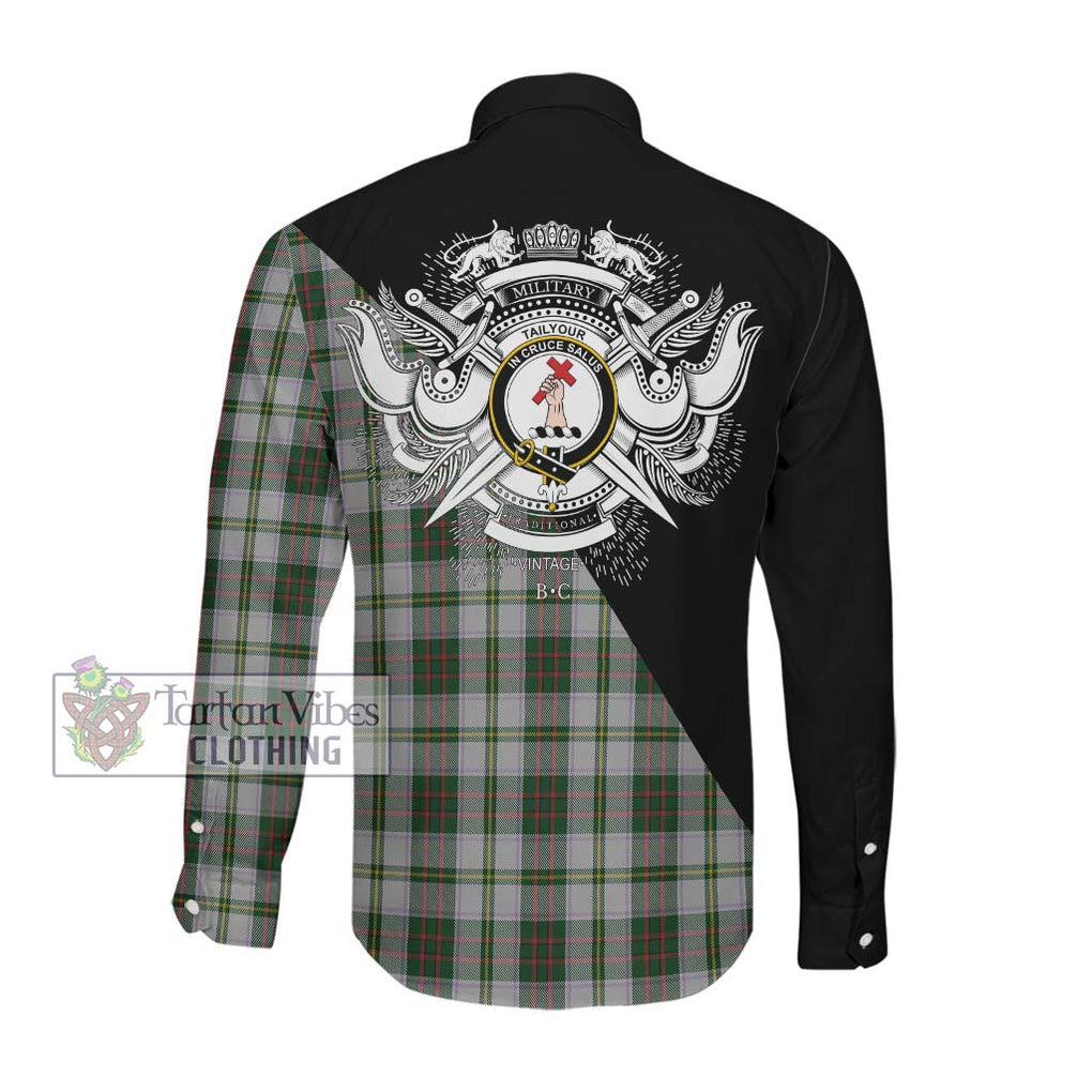 Tailylour Dress Tartan Long Sleeve Button Shirt with Family Crest and Military Logo Style Men's Shirt - Tartanvibesclothing Shop