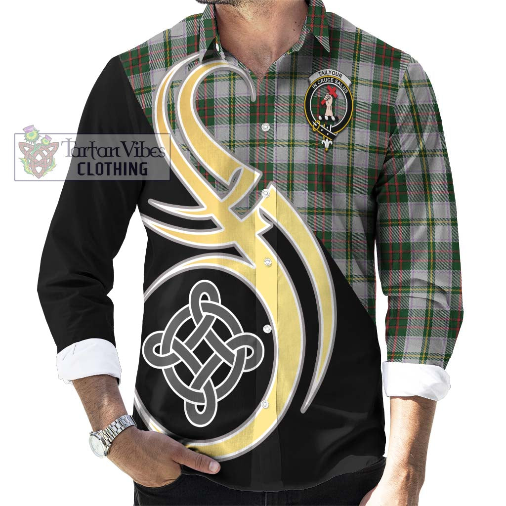 Tailylour Dress Tartan Long Sleeve Button Shirt with Family Crest and Celtic Symbol Style - Tartan Vibes Clothing