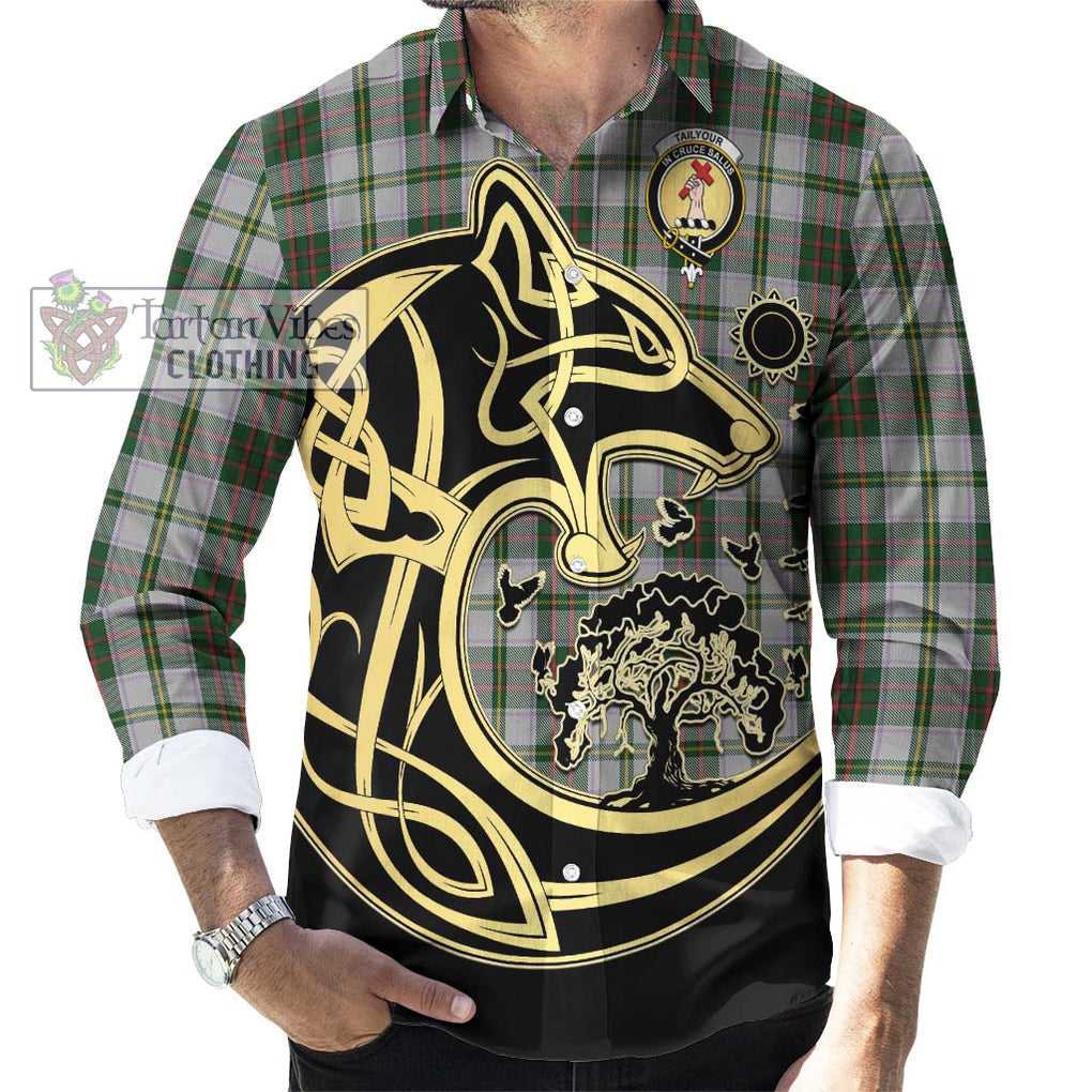 Tailylour Dress Tartan Long Sleeve Button Shirt with Family Crest Celtic Wolf Style - Tartan Vibes Clothing