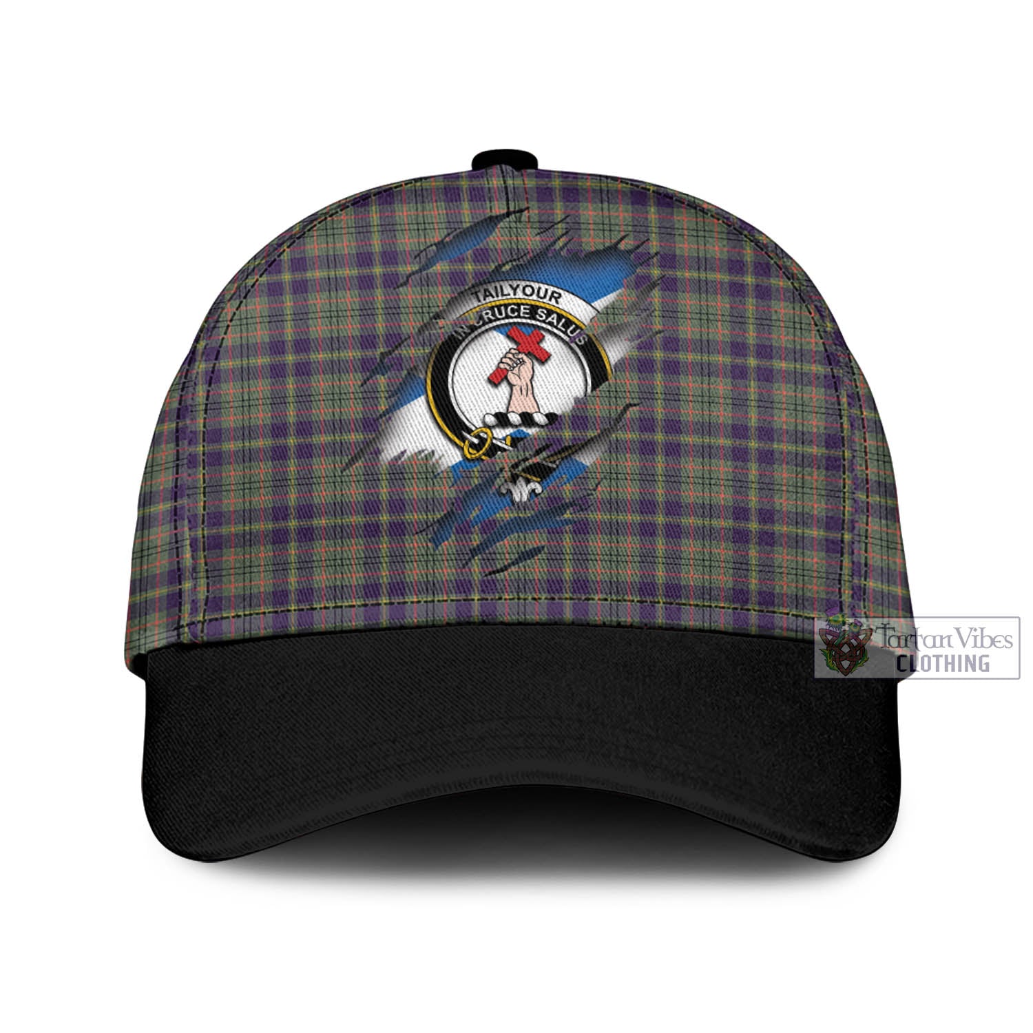 Tartan Vibes Clothing Tailylour Weathered Tartan Classic Cap with Family Crest In Me Style