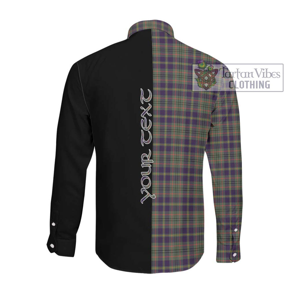 Tailylour Weathered Tartan Long Sleeve Button Shirt with Family Crest and Half Of Me Style Men's Shirt - Tartanvibesclothing Shop