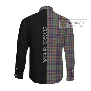 Tailylour Weathered Tartan Long Sleeve Button Shirt with Family Crest and Half Of Me Style Men's Shirt - Tartanvibesclothing Shop