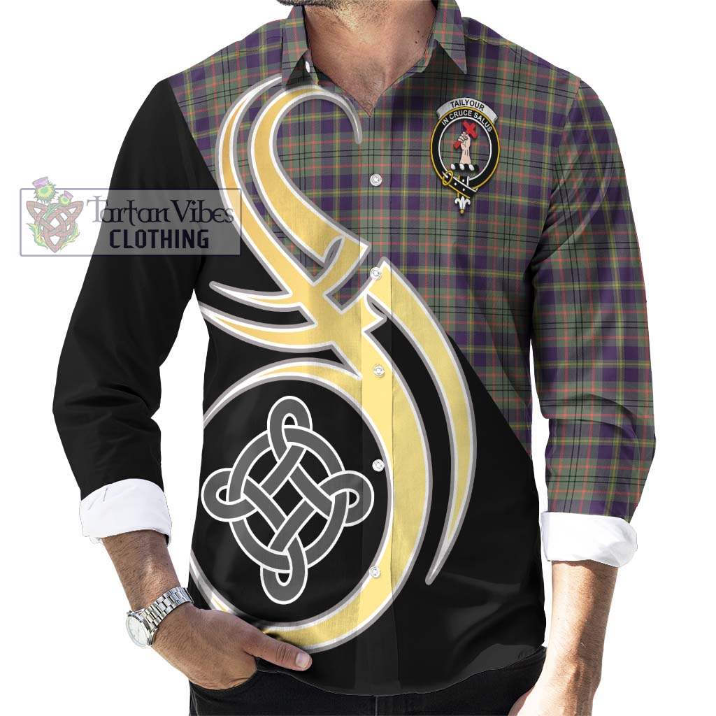 Tailylour Weathered Tartan Long Sleeve Button Shirt with Family Crest and Celtic Symbol Style - Tartan Vibes Clothing
