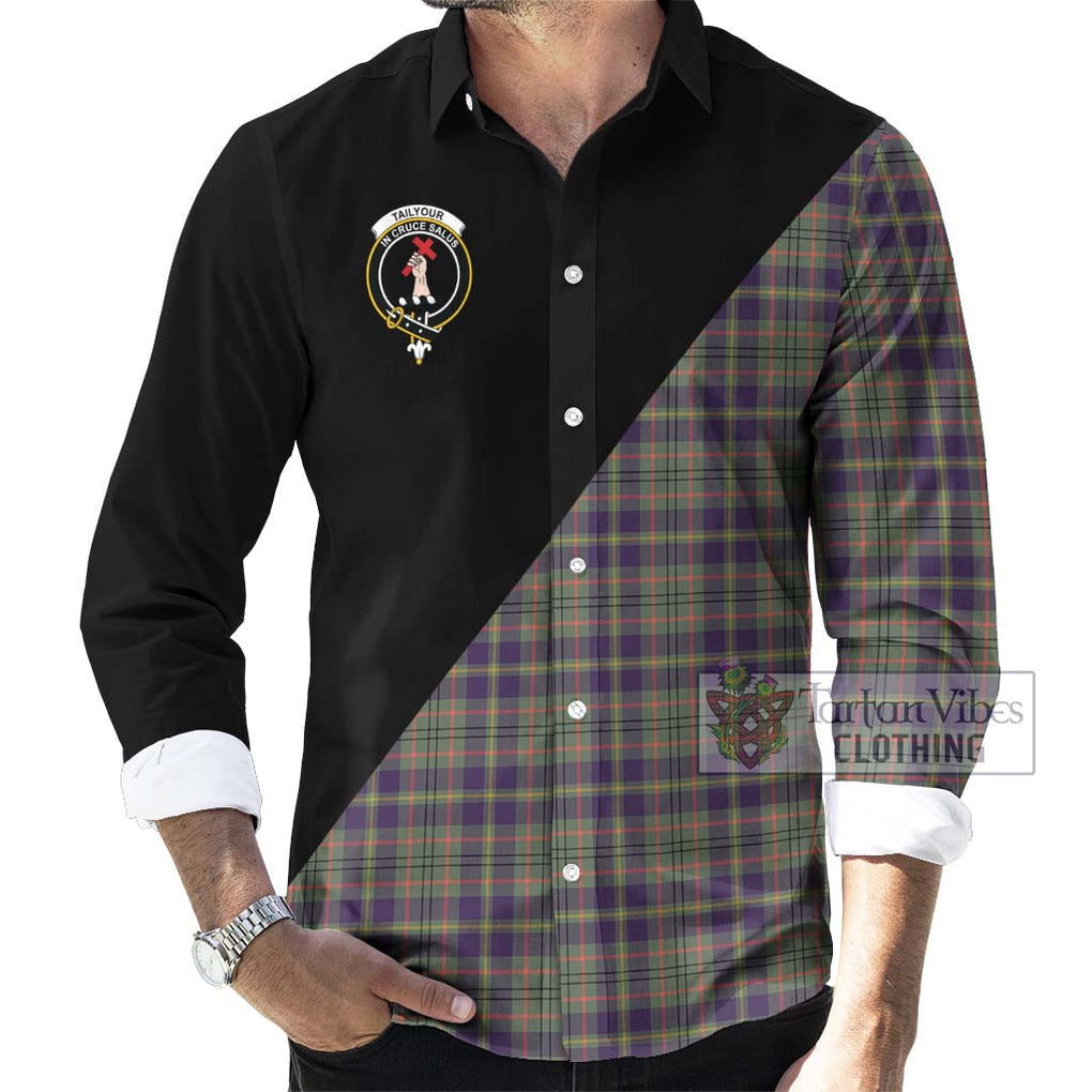 Tailylour Weathered Tartan Long Sleeve Button Shirt with Family Crest and Military Logo Style - Tartanvibesclothing Shop