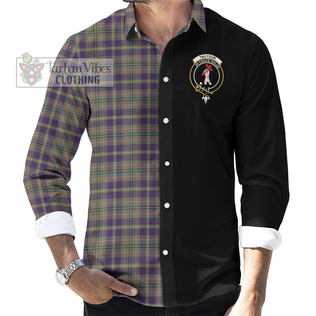 Tailylour Weathered Tartan Long Sleeve Button Shirt with Family Crest and Half Of Me Style - Tartanvibesclothing Shop