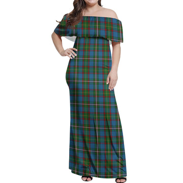 Tait Tartan Off Shoulder Long Dress Women's Dress - Tartan Vibes Clothing