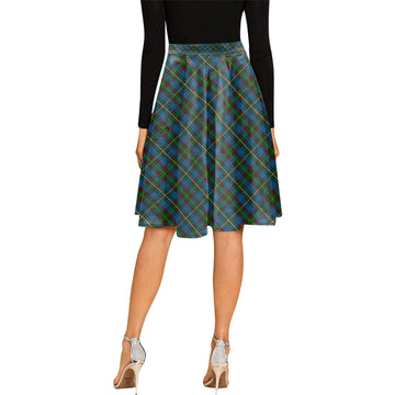 Tait Tartan Melete Pleated Midi Skirt Cross Style