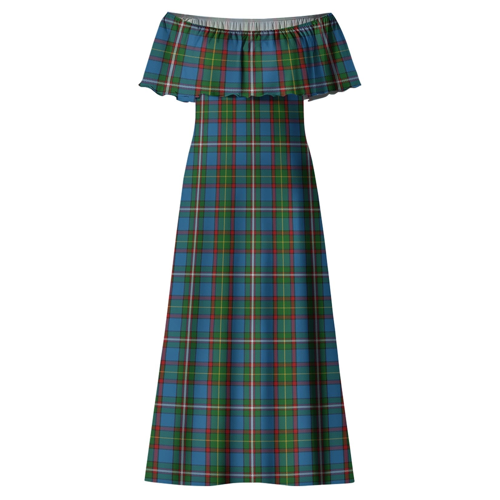Tait Tartan Off Shoulder Long Dress - Tartan Vibes Clothing