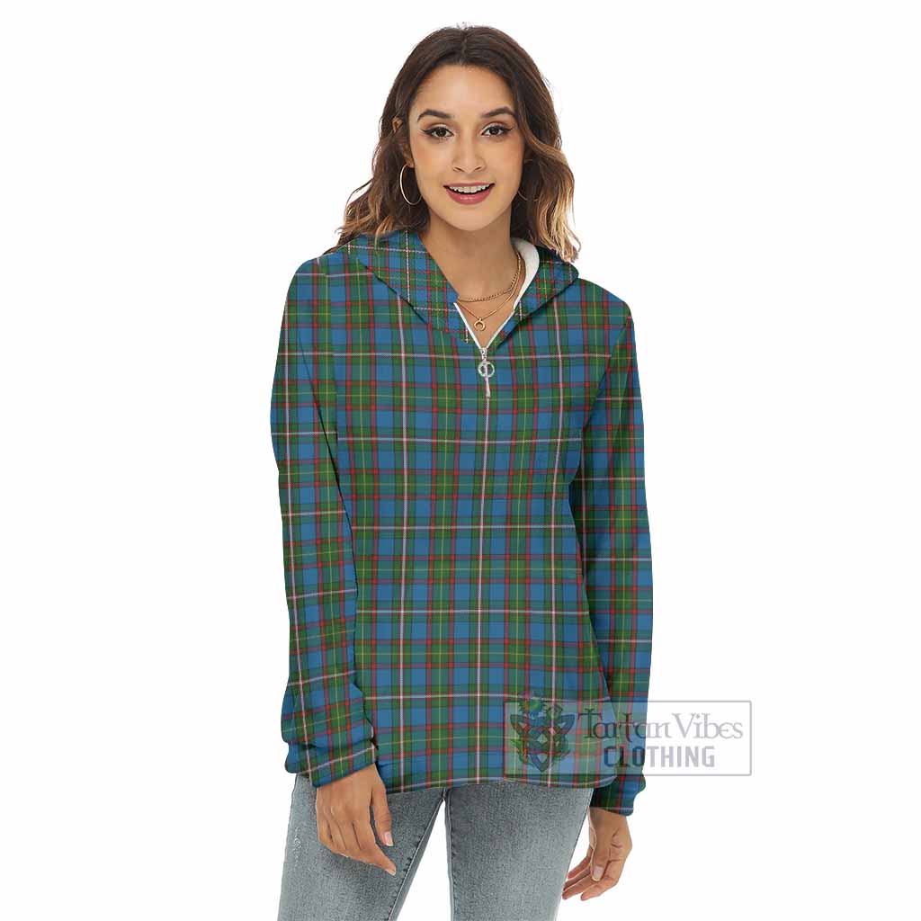 Tartan Vibes Clothing Tait Tartan Women's Borg  Half Zip Fleece Hoodie
