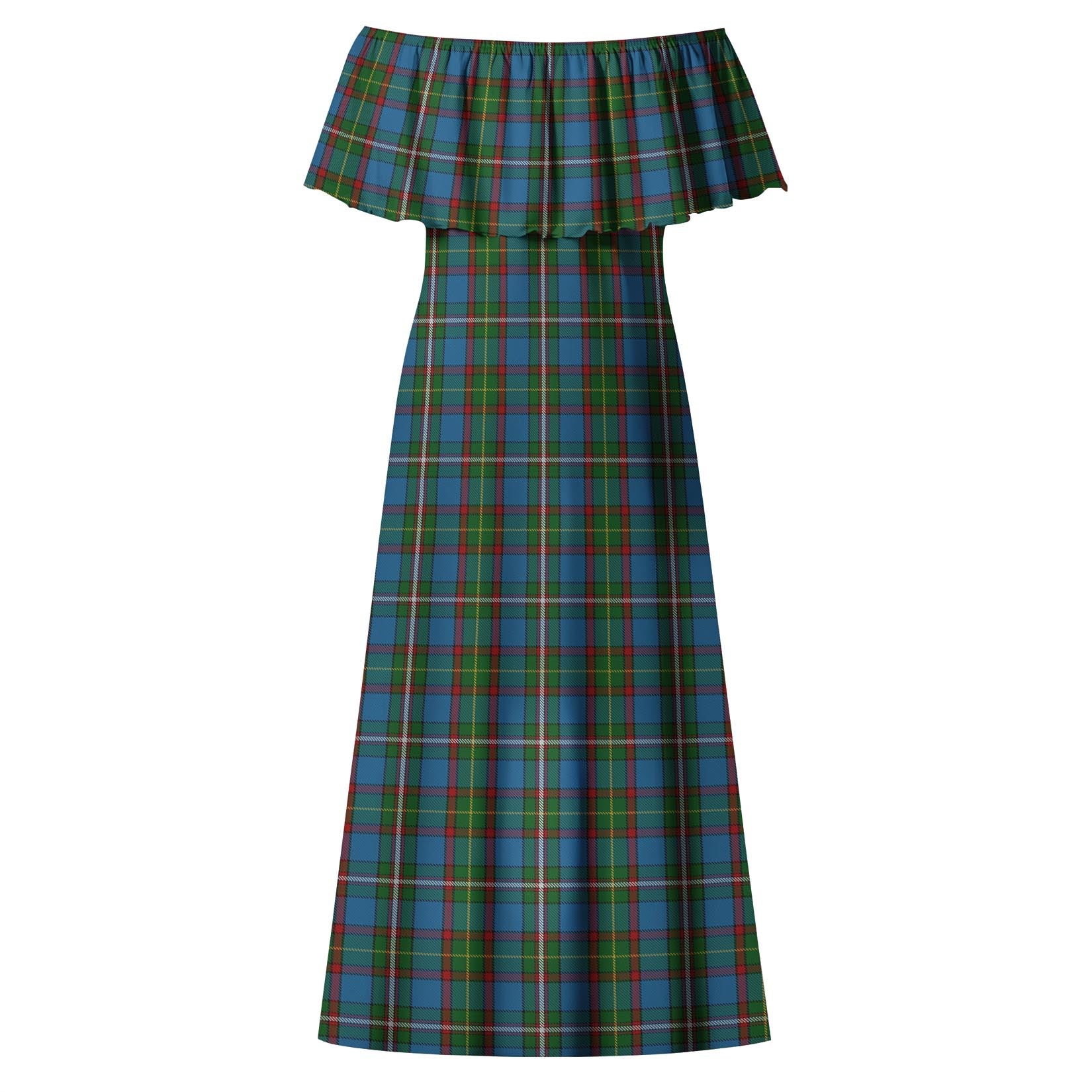 Tait Tartan Off Shoulder Long Dress - Tartan Vibes Clothing