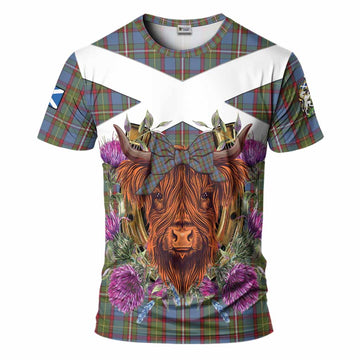 Tait Tartan T-Shirt Scottish Thistle Heilan Coo