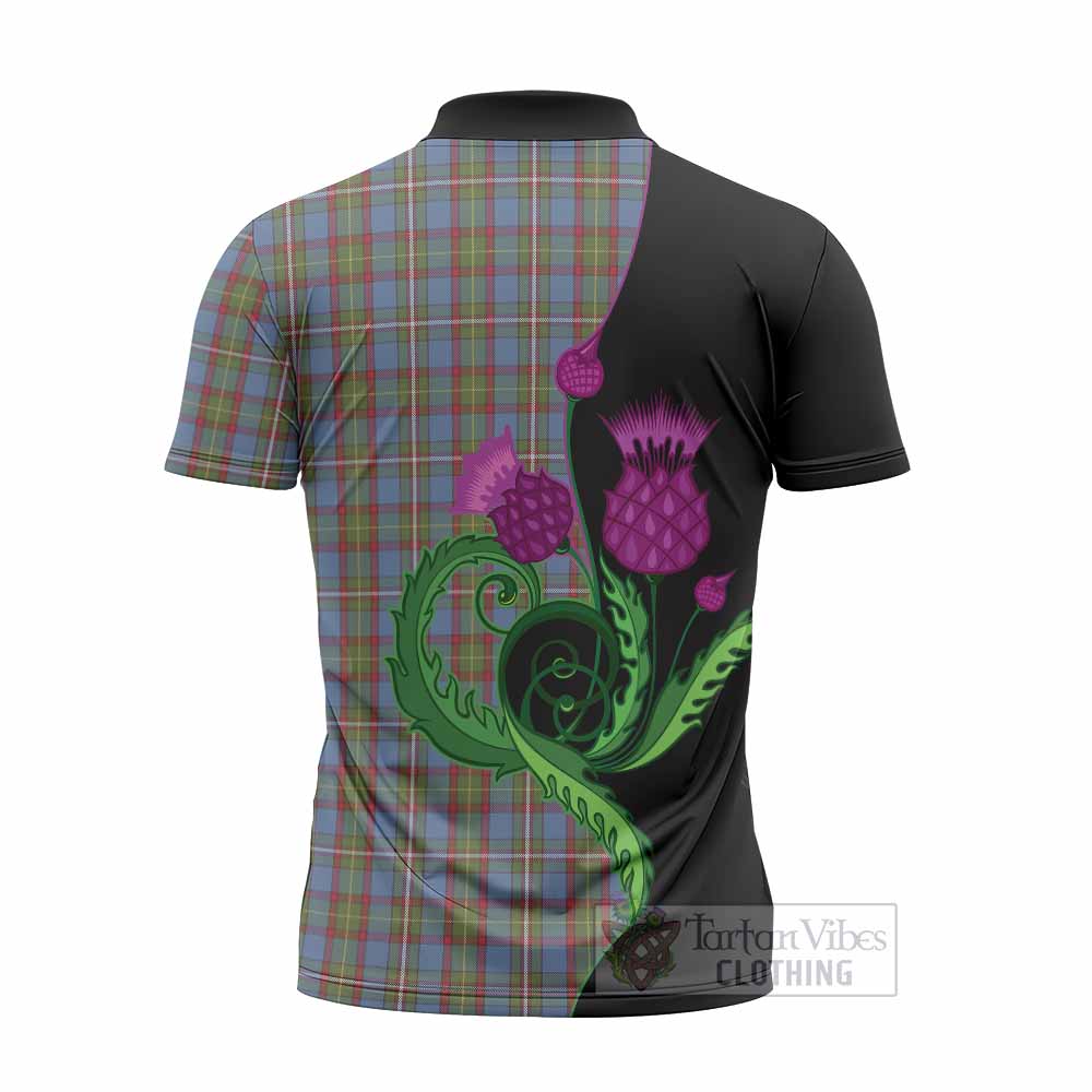 Tait Tartan Zipper Polo Shirt Traditional Scottish Thistle