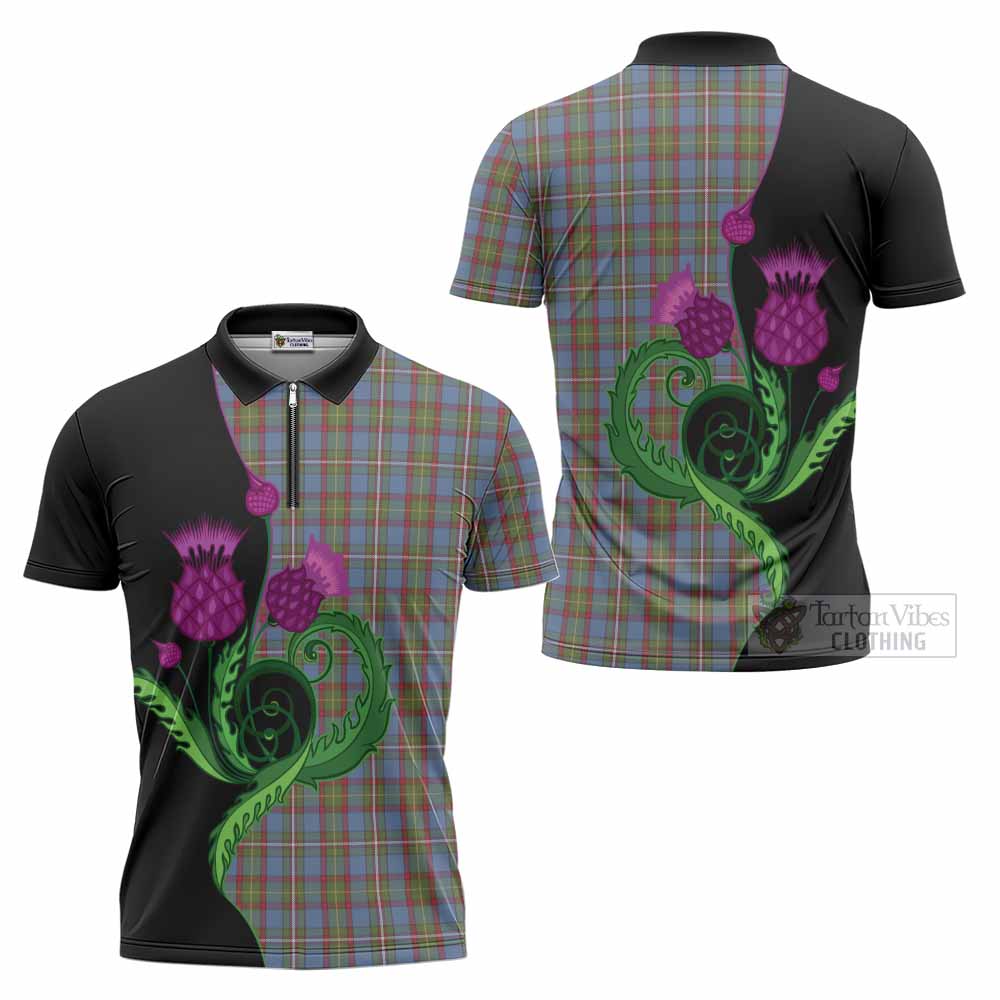 Tait Tartan Zipper Polo Shirt Traditional Scottish Thistle
