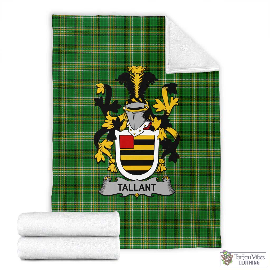 Tartan Vibes Clothing Tallant Irish Clan Tartan Blanket with Coat of Arms