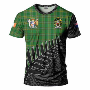 Tartan Vibes Clothing Tallant Irish Clan Tartan T-Shirt with Coat of Arms New Zealand Silver Fern Half Style