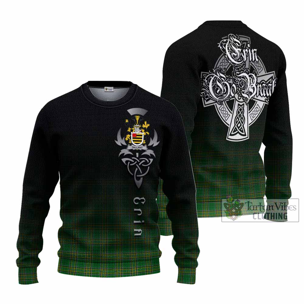Tartan Vibes Clothing Tallant Irish Clan Knitted Sweater with Coat of Arms Erin Go Bragh Celtic Inspired