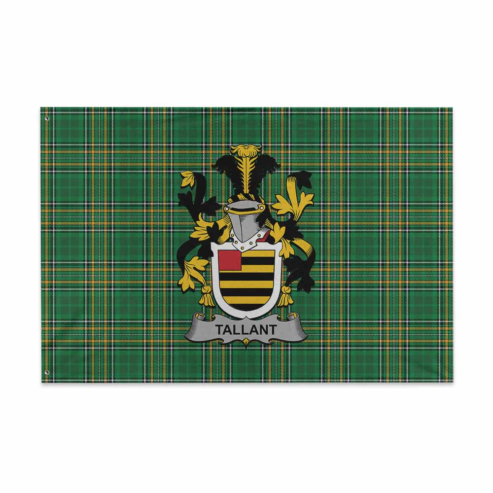 Tartan Vibes Clothing Tallant Irish Clan Tartan House Flag with Coat of Arms