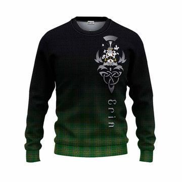 Tartan Vibes Clothing Tallis Irish Clan Knitted Sweater with Coat of Arms Erin Go Bragh Celtic Inspired