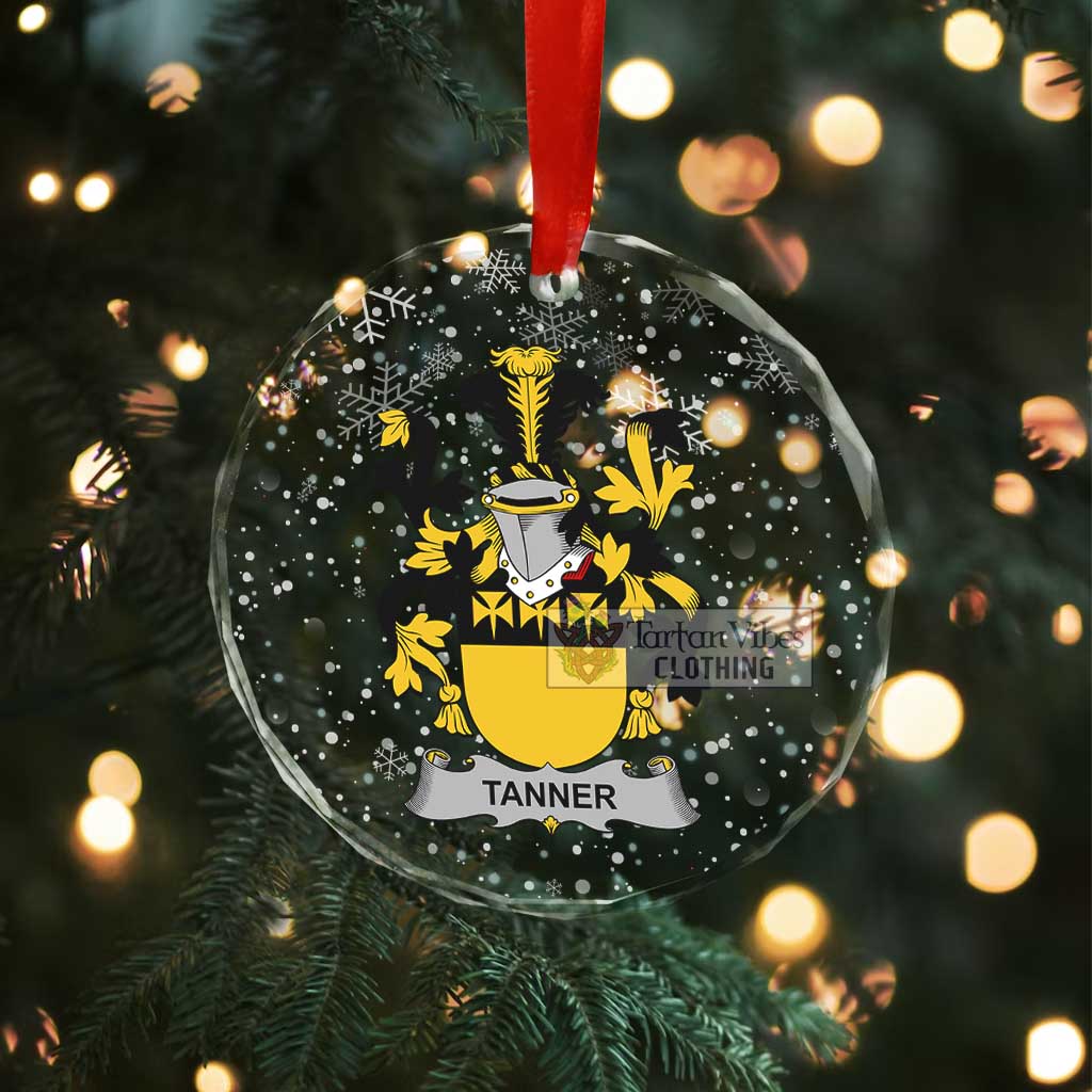 Tanner Irish Clan Christmas Glass Ornament with Coat of Arms - 2D-tartanvibesclothing