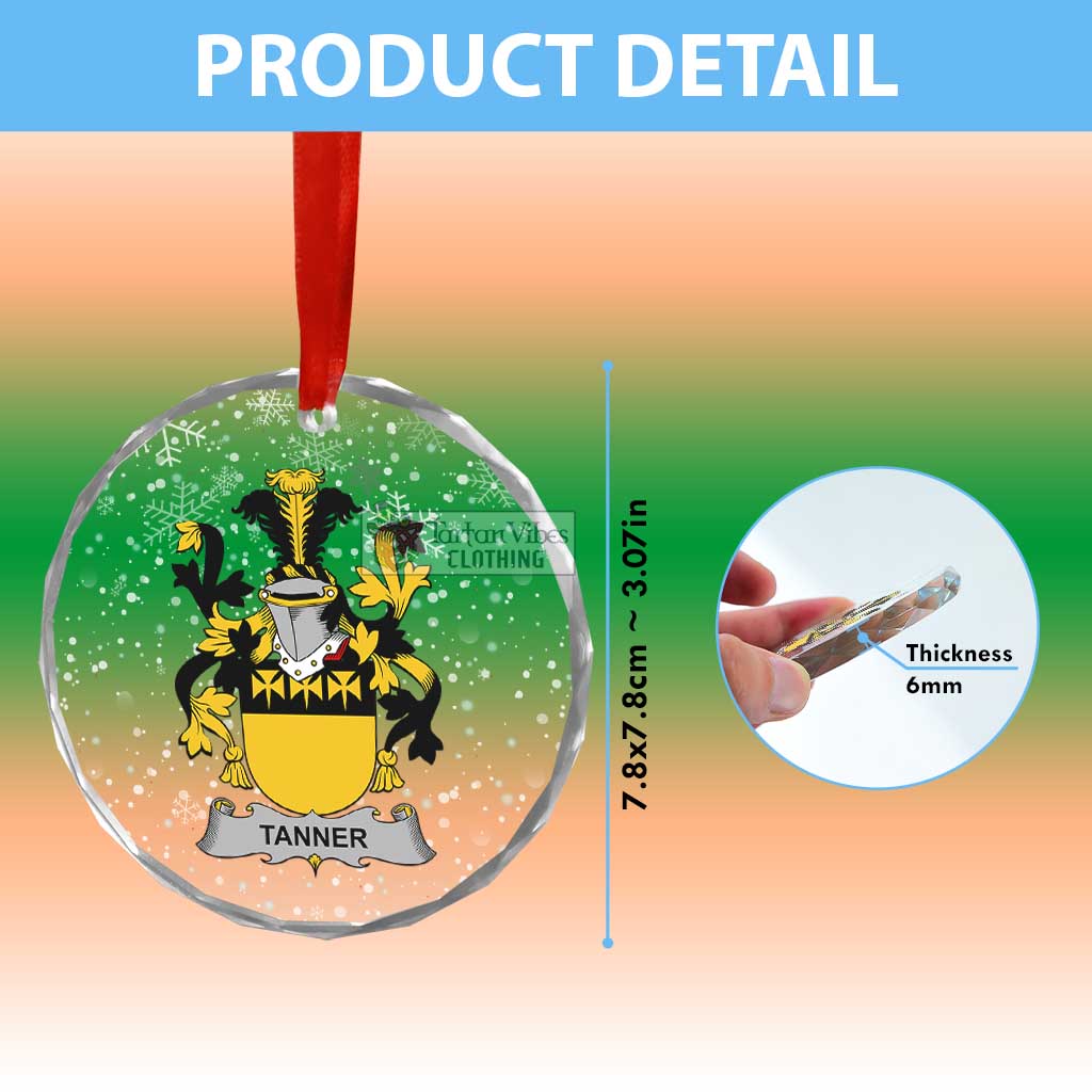 Tanner Irish Clan Christmas Glass Ornament with Coat of Arms - 2D-tartanvibesclothing