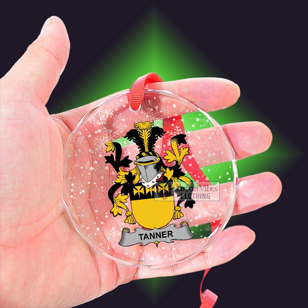 Tanner Irish Clan Christmas Glass Ornament with Coat of Arms - 2D-tartanvibesclothing