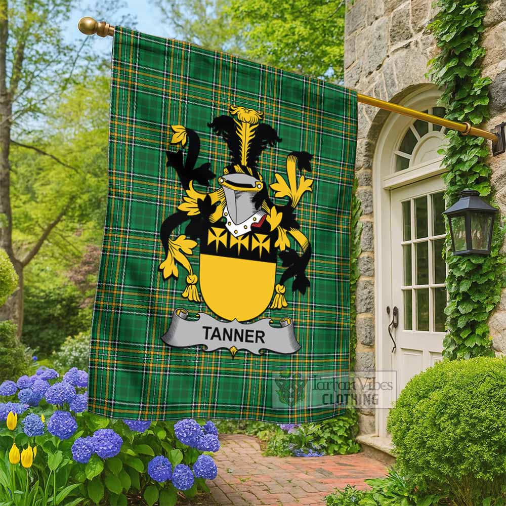 Tanner Irish Clan Tartan Flag with Coat of Arms