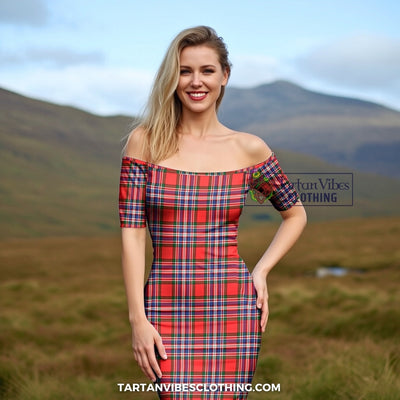 Tartan Off Shoulder Lady Dress