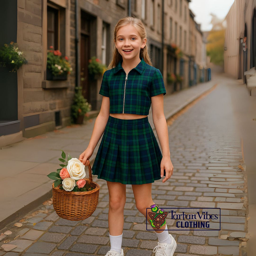 Tartan Zip Up Top & Pleated Skirt Set