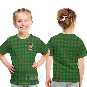Tate Irish Clan Tartan Kid T-Shirt with Coat of Arms