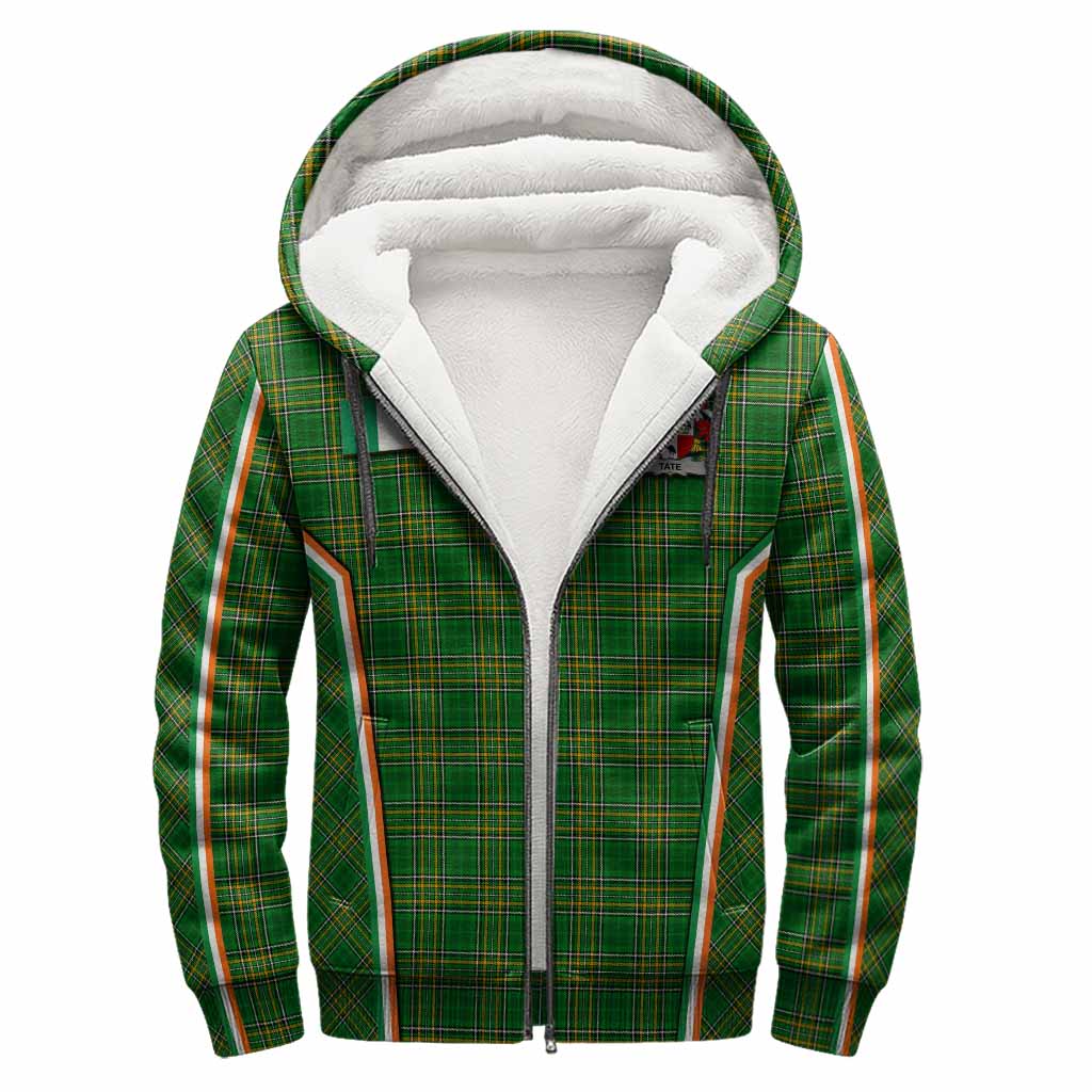 Tate Irish Clan Coat of Arm Tartan Sherpa Hoodie Flag Style