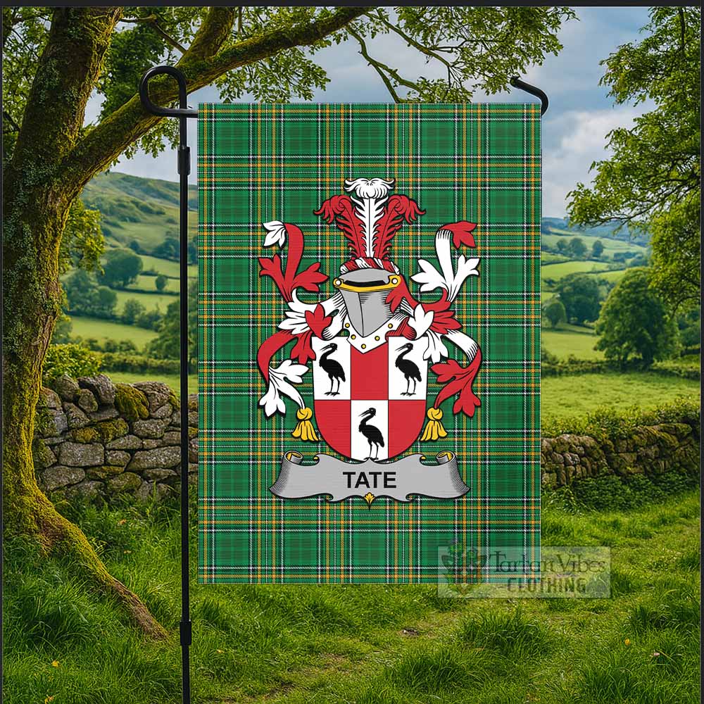 Tate Irish Clan Tartan Flag with Coat of Arms