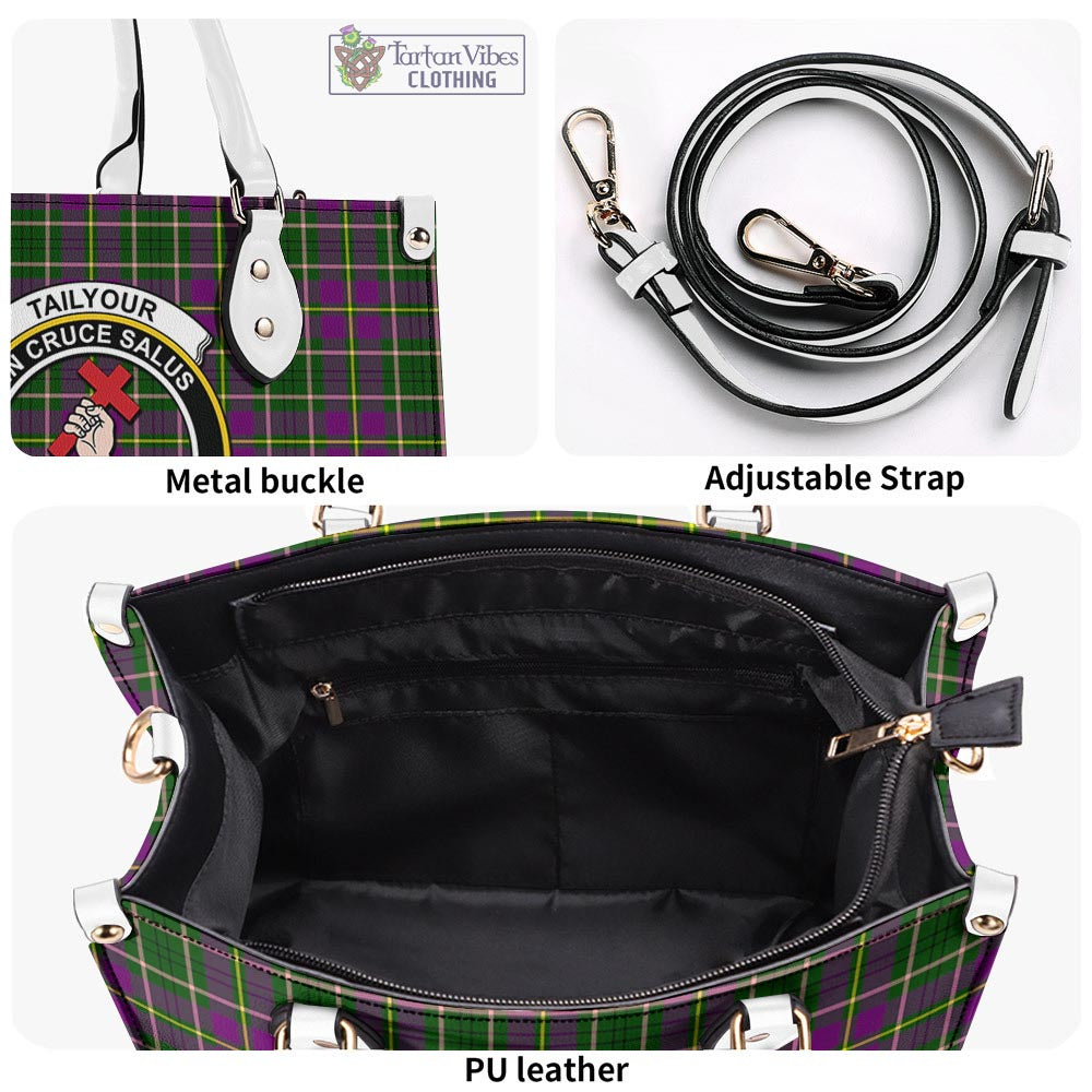 Tartan Vibes Clothing Taylor Tartan Luxury Leather Handbags with Family Crest