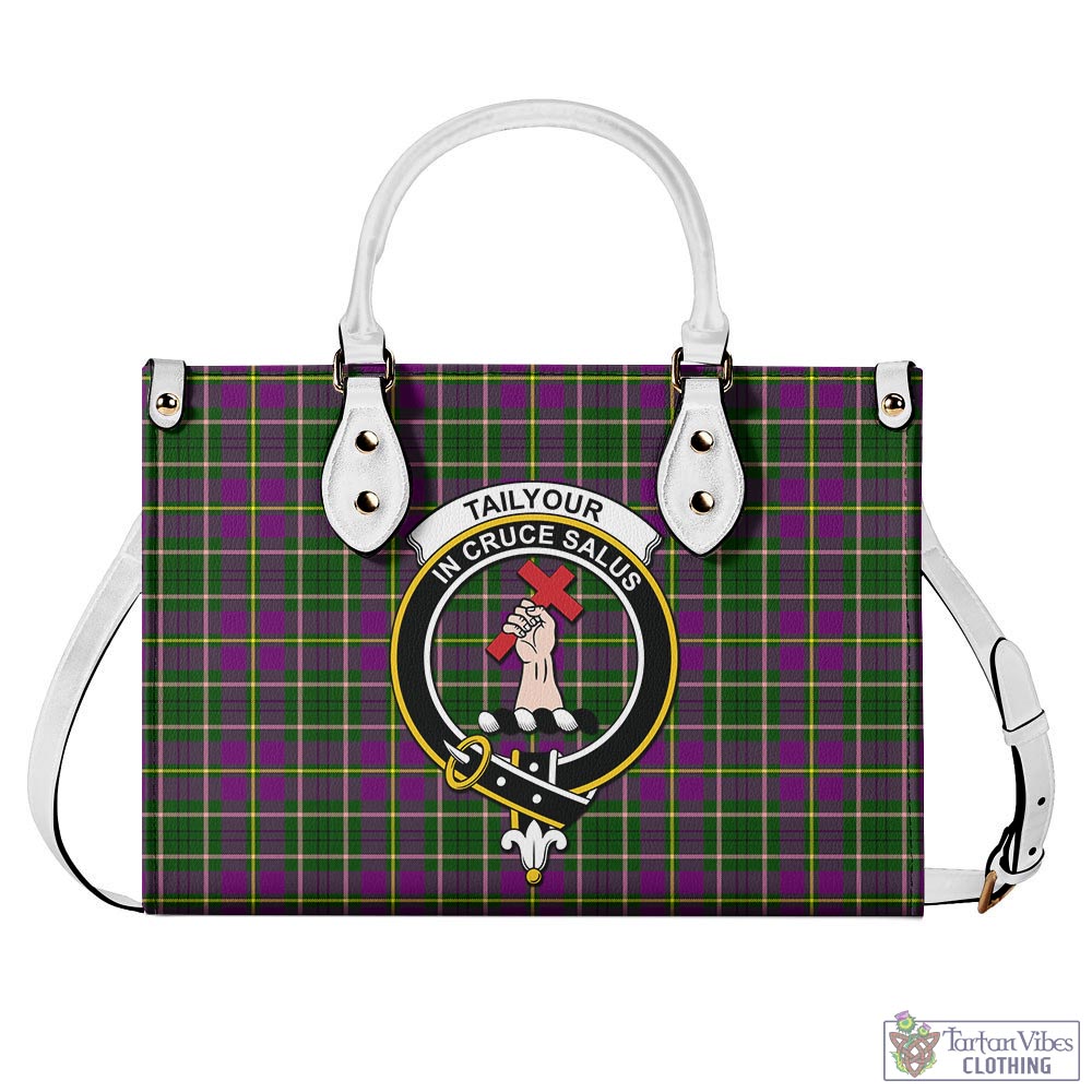 Tartan Vibes Clothing Taylor Tartan Luxury Leather Handbags with Family Crest